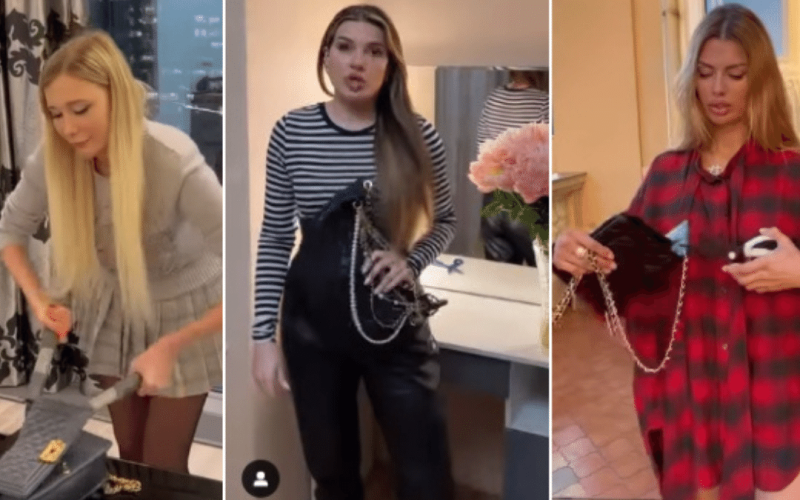 Influenciadoras russas destroem bolsas Chanel contra sanções da marca ao país